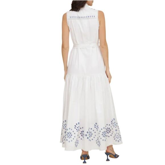 Avec Les Filles Eyelet Embroidery Sleeveless Maxi Dress White Size XS NWT - Picture 12 of 13